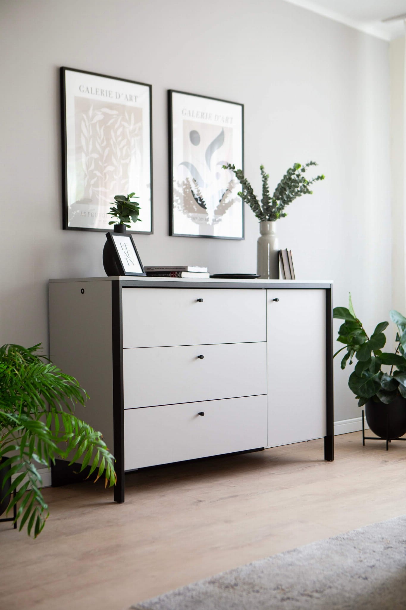 GRIS GS-04 kumode | LED apgaismojums | Pelēka + melna — 2 attēls