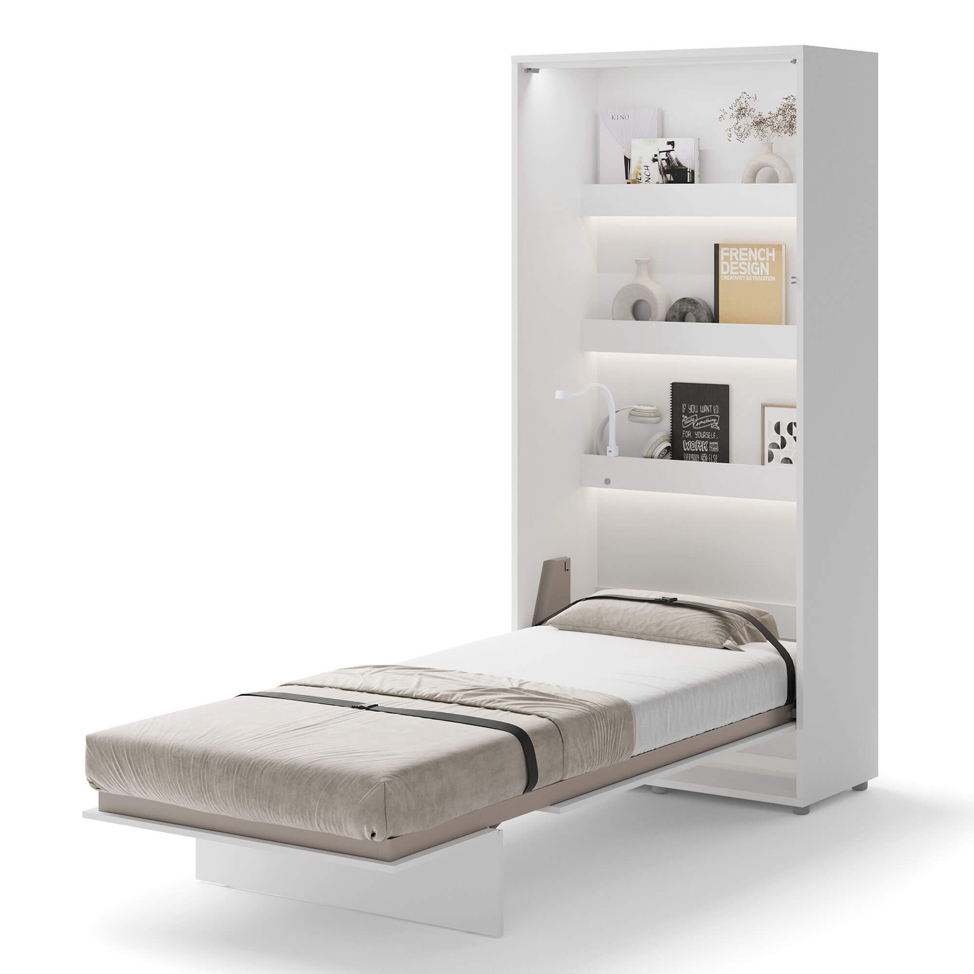 Bed Concept BC-03 - Vertikāla pie sienas stiprināma gulta 90 - Balta — 2 attēls