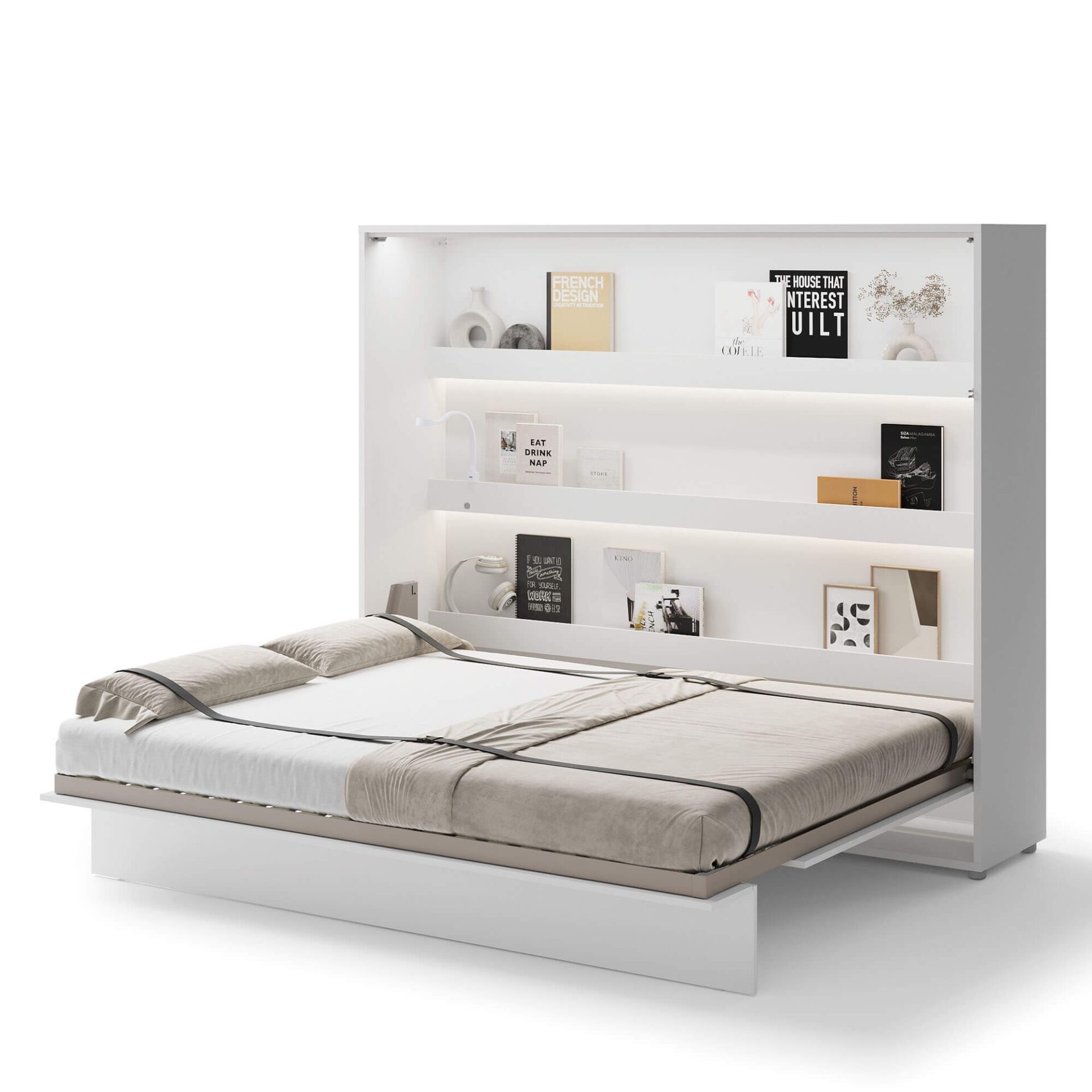 Bed Concept BC-14 - Horizontāla pie sienas stiprināma gulta 160 - Balta — 2 attēls
