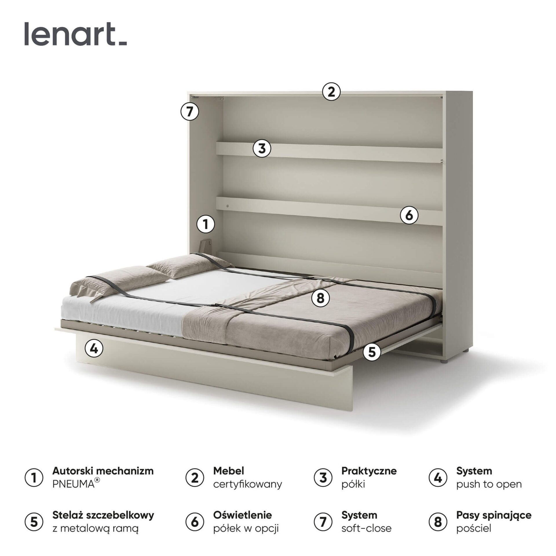 Bed Concept BC-14 - Horizontāla sienas gulta 160 - Kašmirs — изображение 2