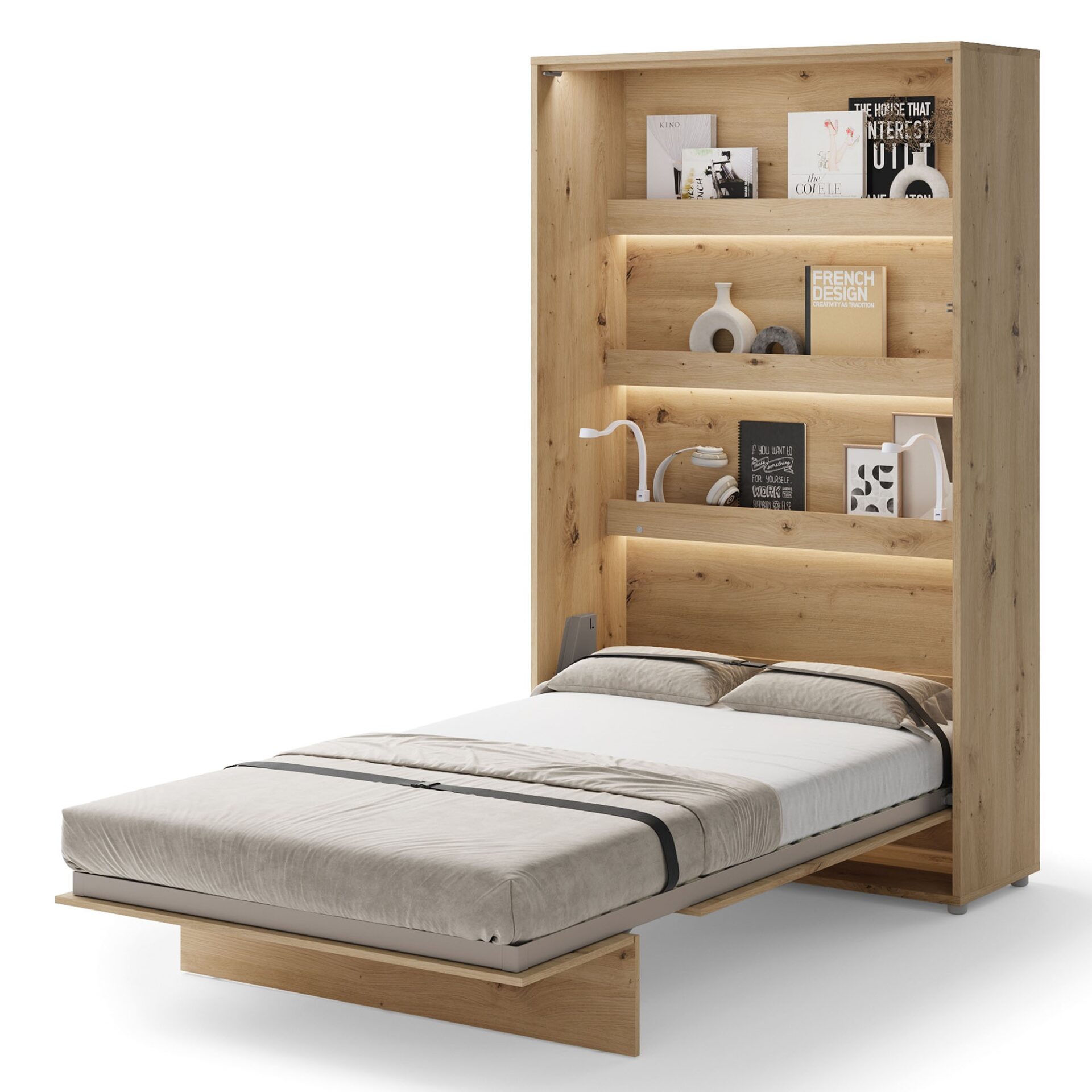 Gultas koncepcija BC-02 - vertikāla sienas gulta 120 cm - ozola imitācija — 2 attēls