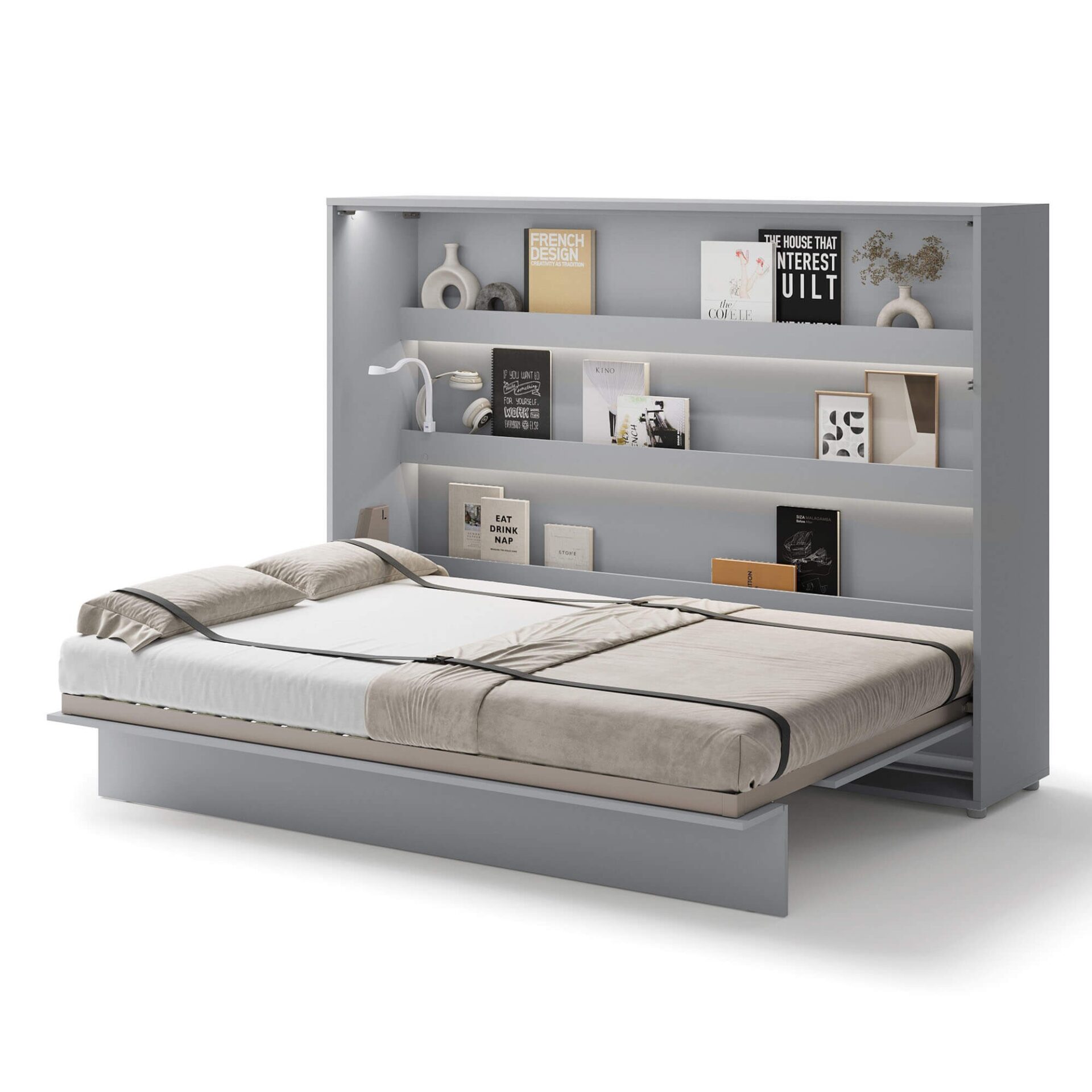 Bed Concept BC-04 - Horizontāla pie sienas stiprināma gulta 140 - Pelēka — 2 attēls