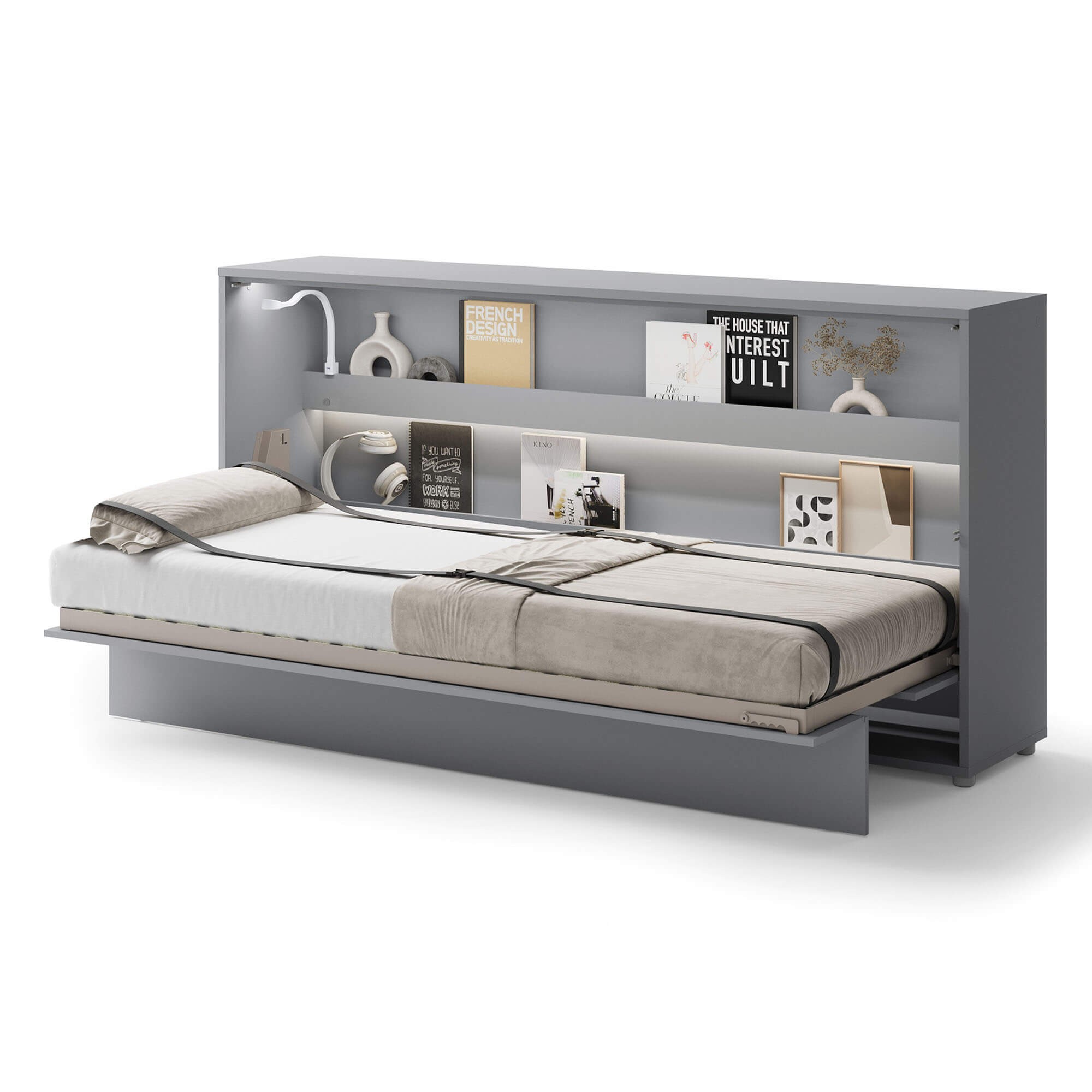 Lenart BED CONCEPT BC-06 - Horizontāla pie sienas stiprināma gulta 90 - Pelēka — изображение 2