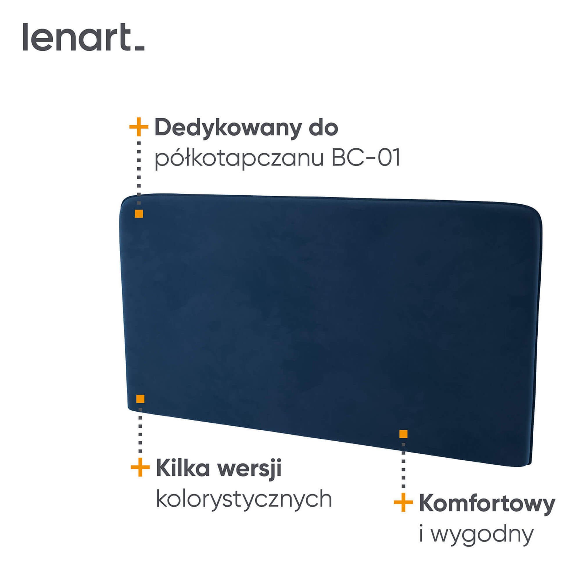 Lenart BED CONCEPT BC-16 - mīksts galvas balsts 140 BC-01 - tumši zila SOLO 263 — изображение 3