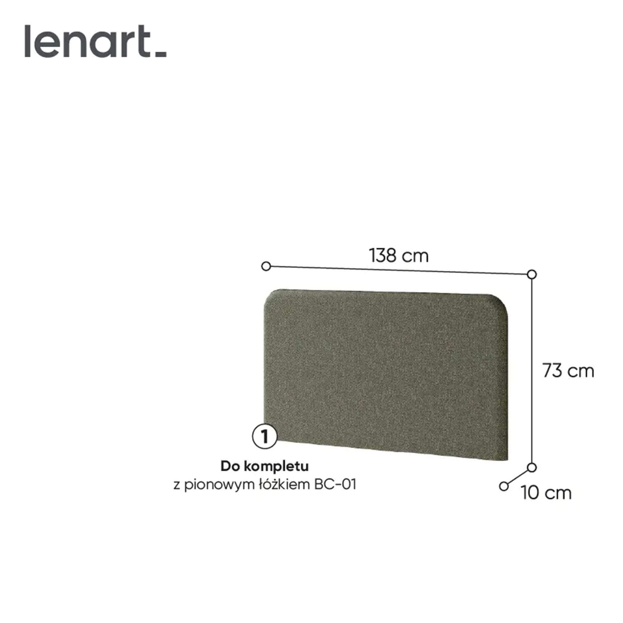Lenart BED CONCEPT BC-16 - galvas balsts 140, paredzēts BC-01, zaļa LUKKA 38 — изображение 3