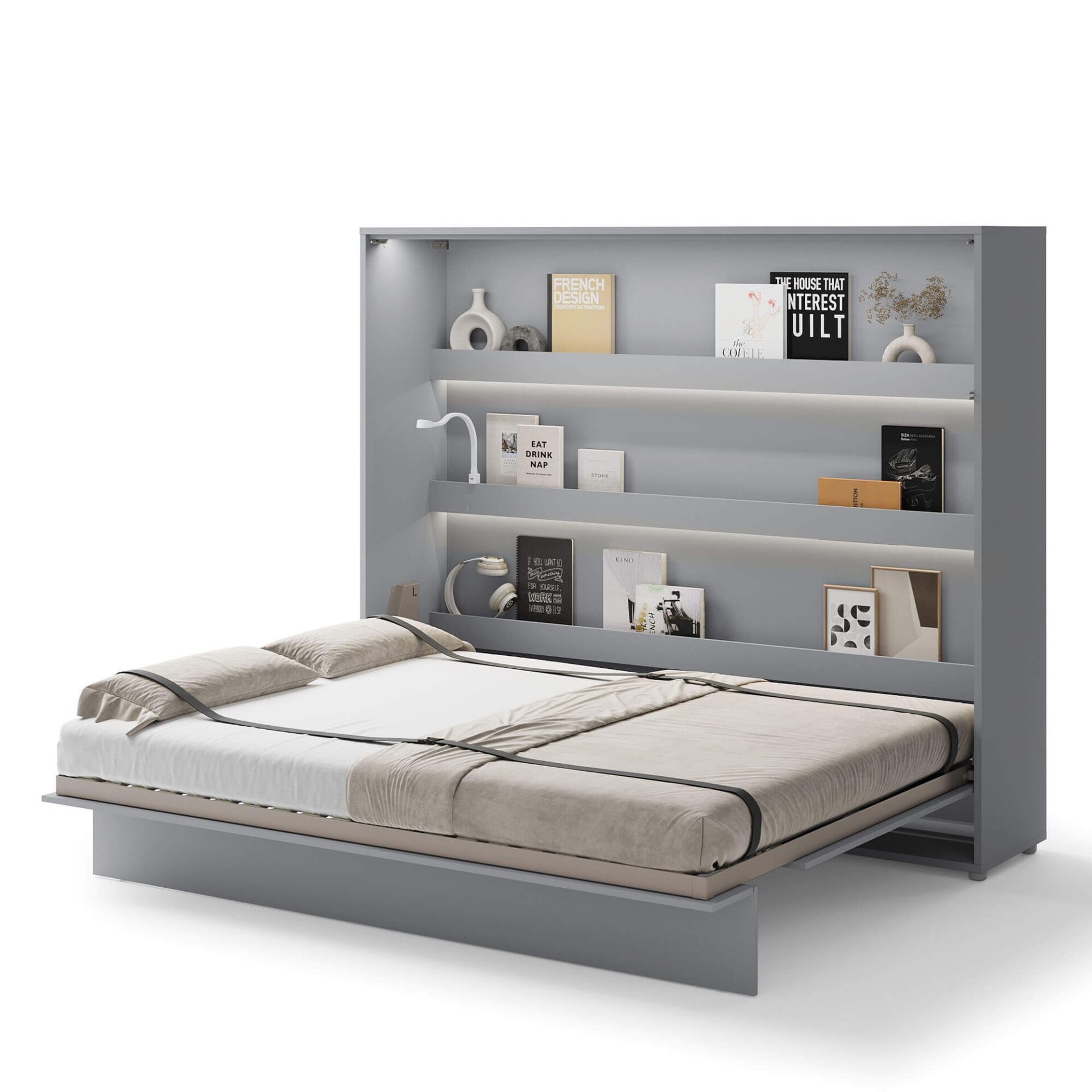 Bed Concept BC-14 - Horizontāla pie sienas stiprināma gulta 160 - Pelēka — 4 attēls