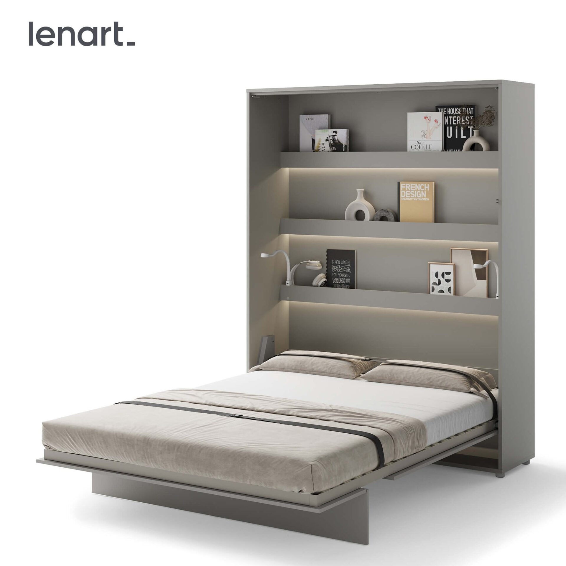 Bed Concept BC-12 - Vertikāla sienas gulta 160 - Pelēka — 5 attēls