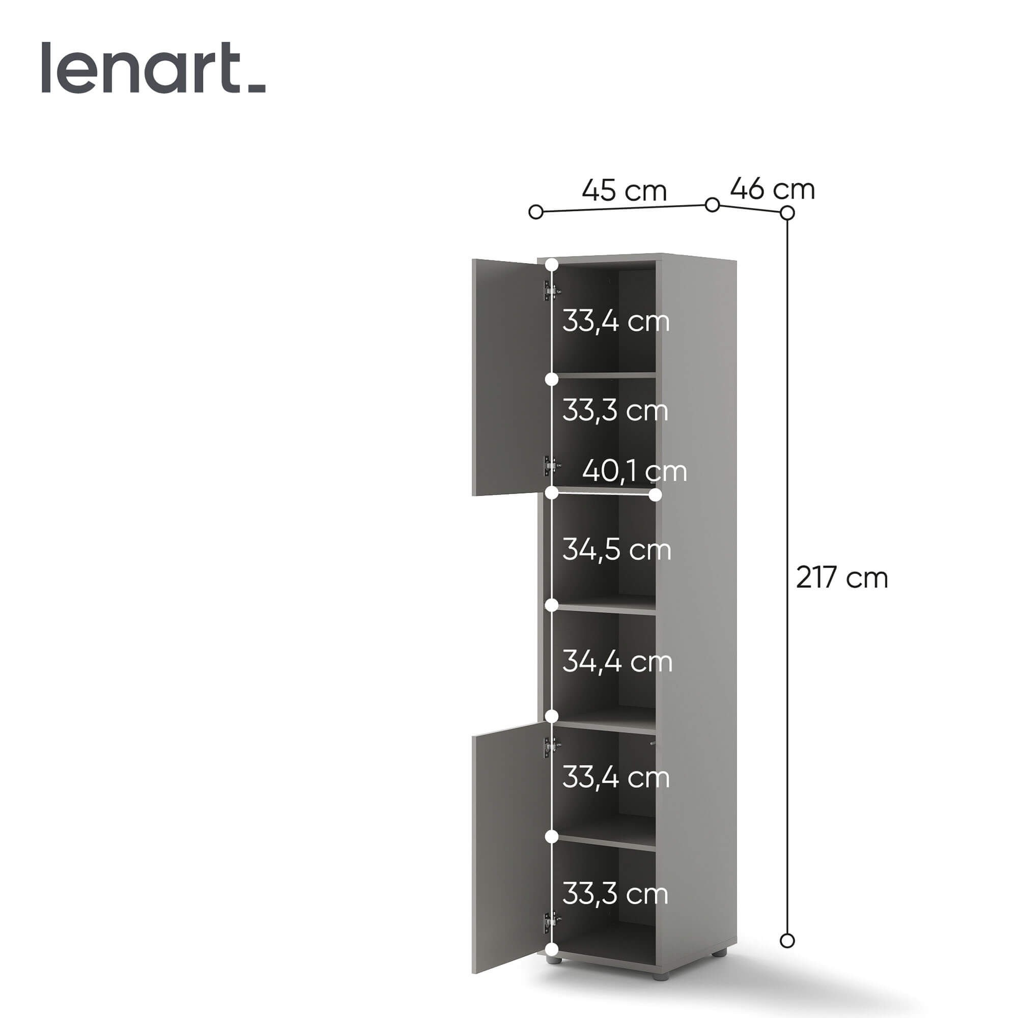 Bed Concept BC-08 - 2d skapis - pelēks — 5 attēls