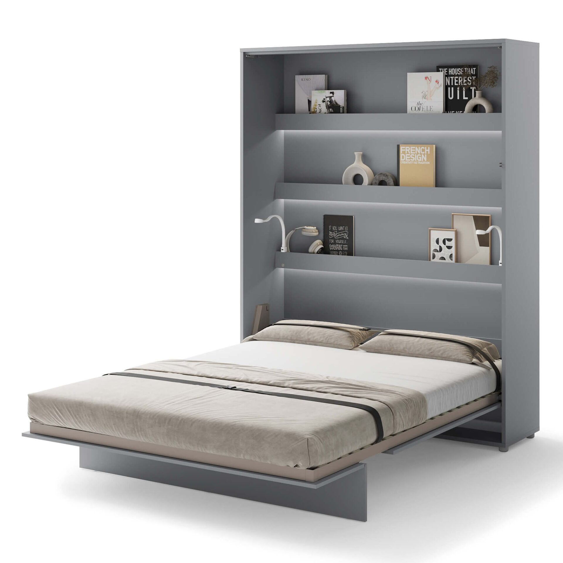 Bed Concept BC-12 - Vertikāla sienas gulta 160 - Pelēka — 6 attēls
