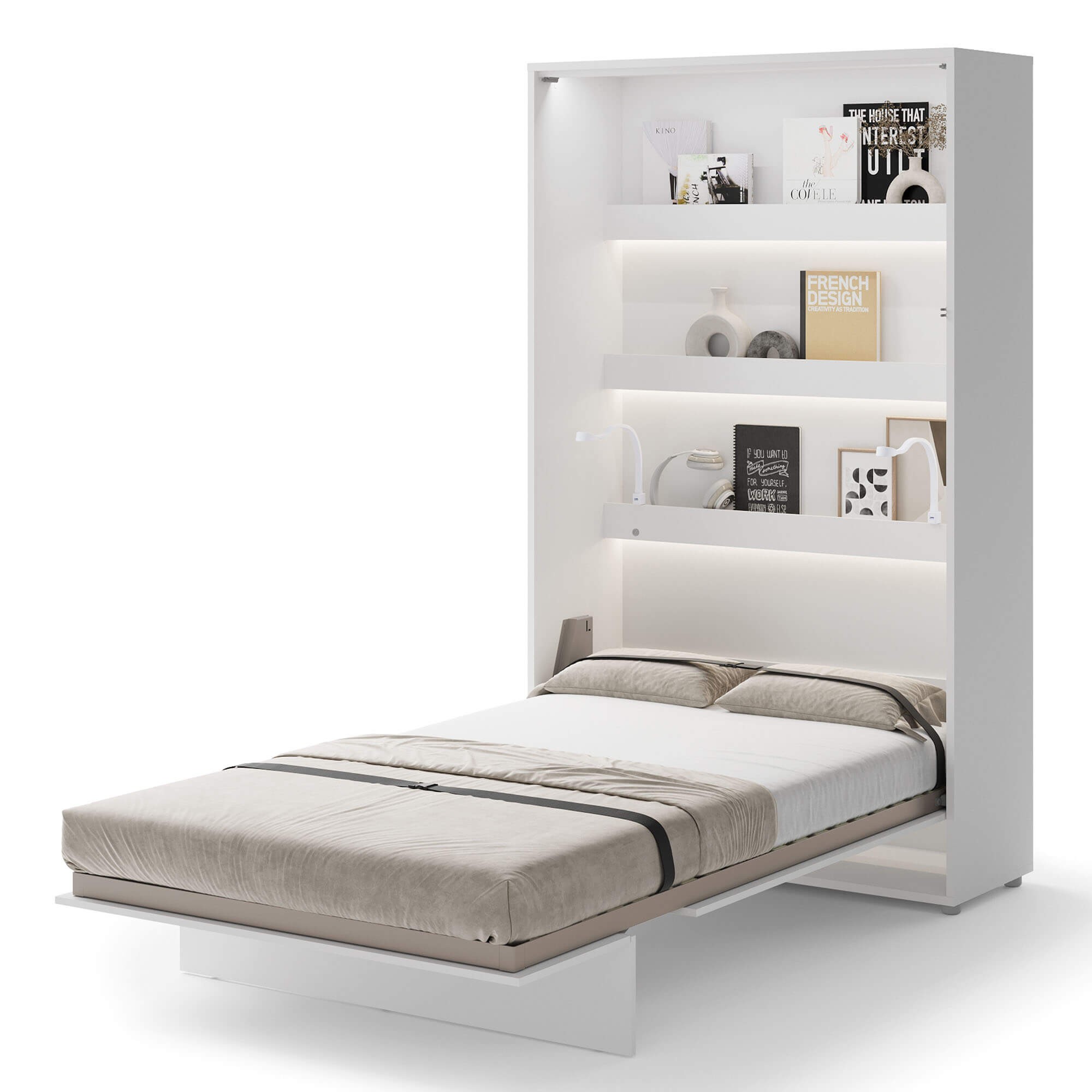 Bed Concept BC-02 - vertikāla pie sienas stiprināma gulta 120 - balta — 6 attēls