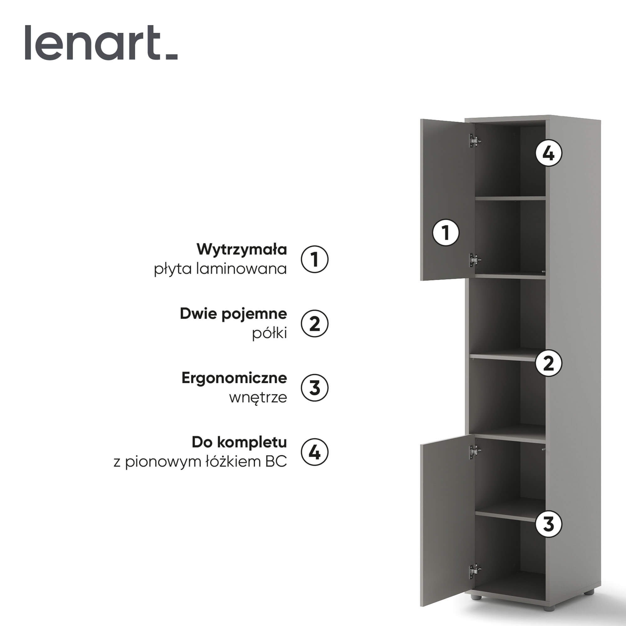 Bed Concept BC-08 - 2d skapis - pelēks — 6 attēls