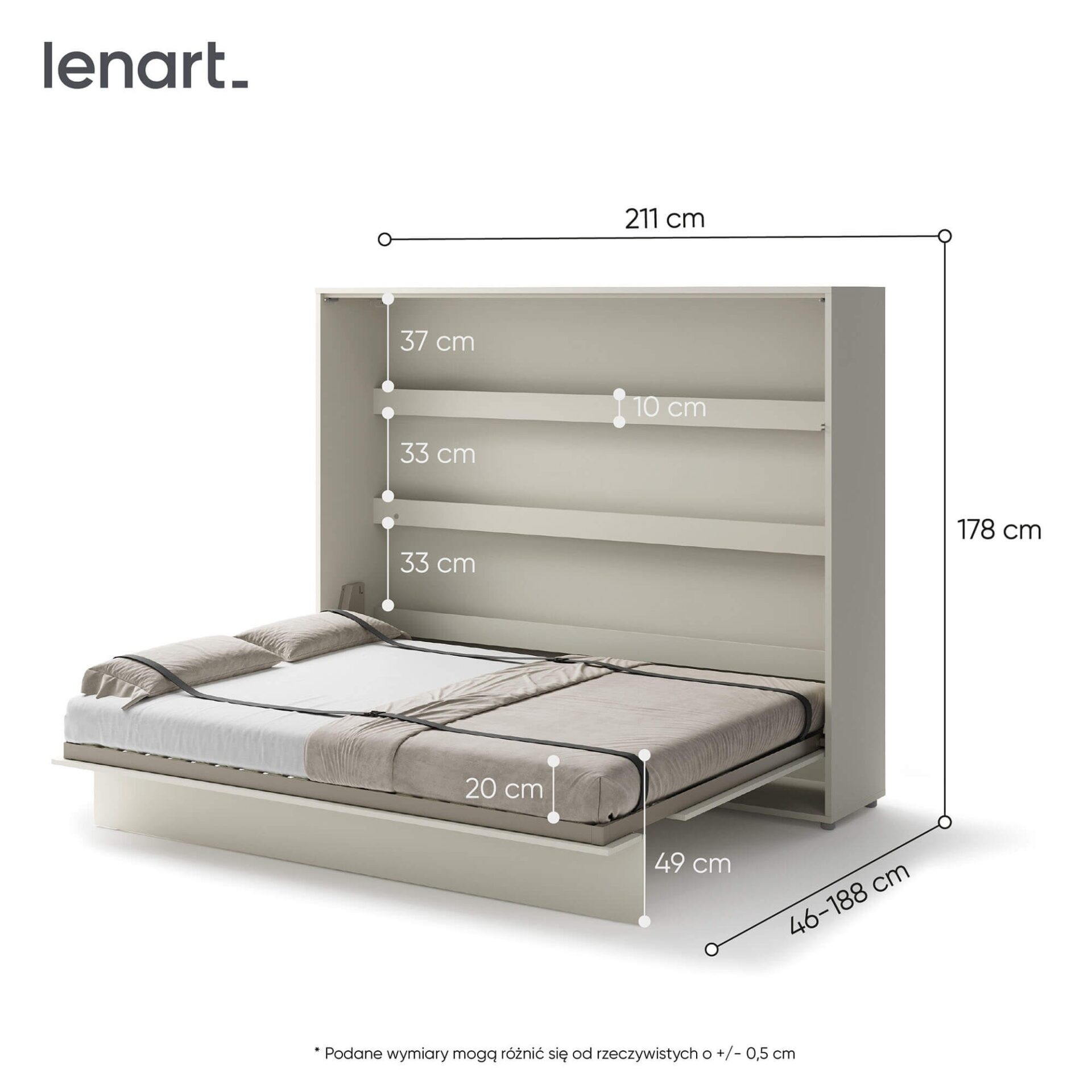 Bed Concept BC-14 - Horizontāla sienas gulta 160 - Kašmirs — изображение 7