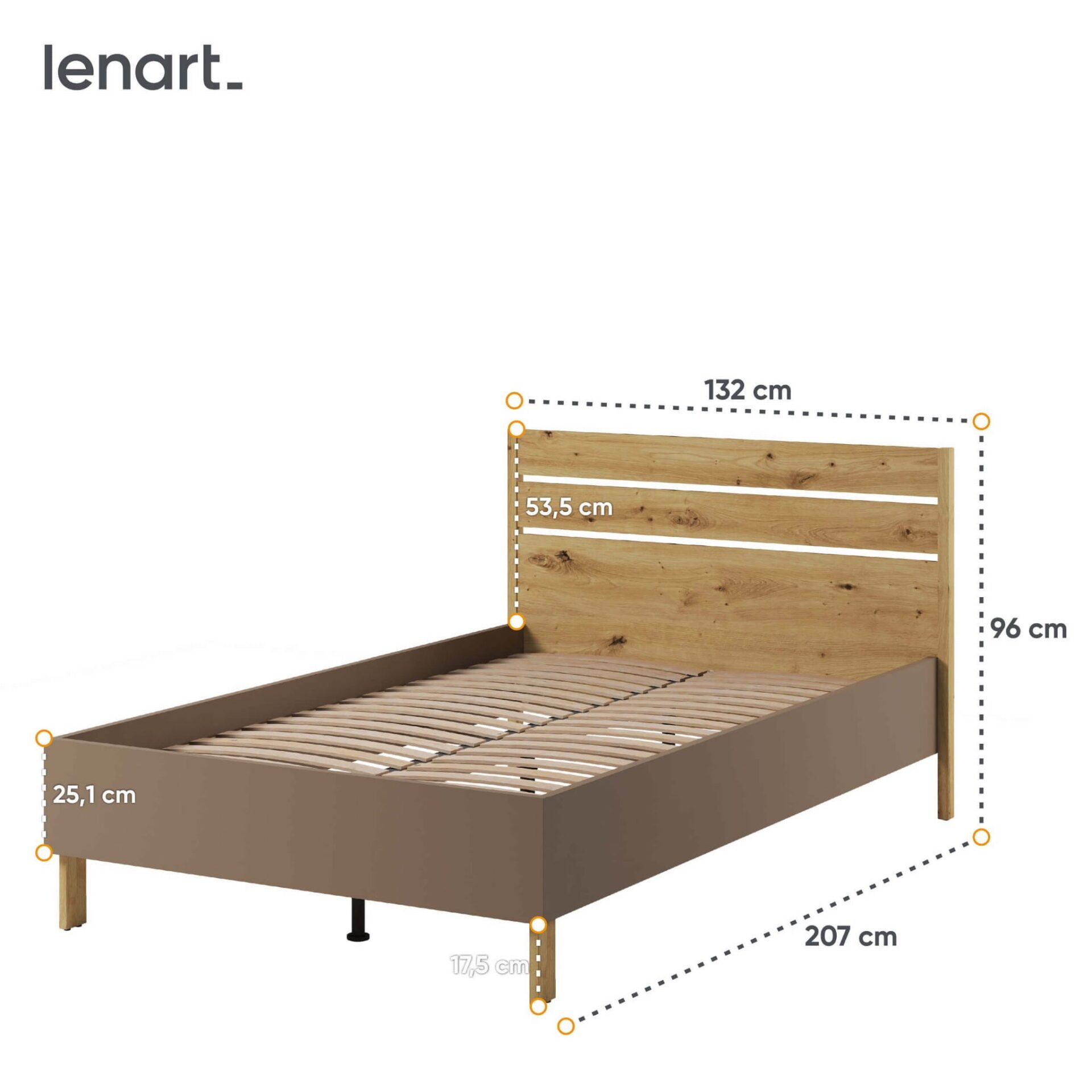 LENNY LY-08 jauniešu gulta | 120x200 | Artisan + trifeļu ozols — 5 attēls