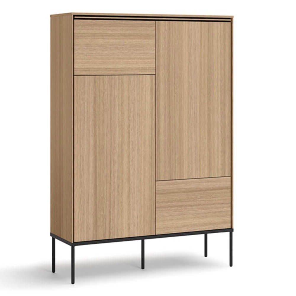 VISSO VI-02 kumode ar 2 atvilktnēm | ozols ar lineāru rakstu