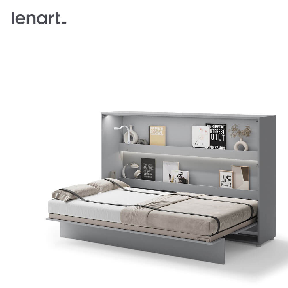 Bed Concept BC-05 - Horizontāla pie sienas stiprināma gulta 120 - Pelēka