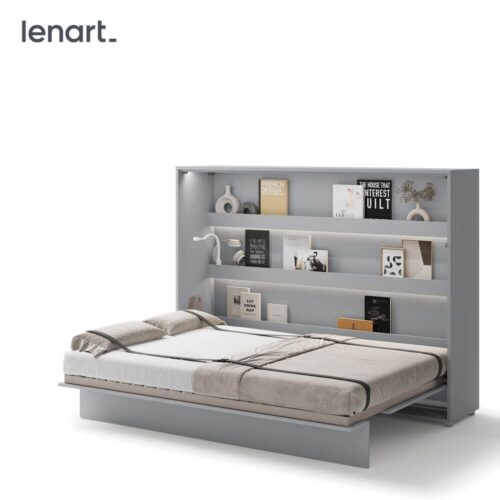 Bed Concept BC-04 – Horizontāla pie sienas stiprināma gulta 140 – Pelēka