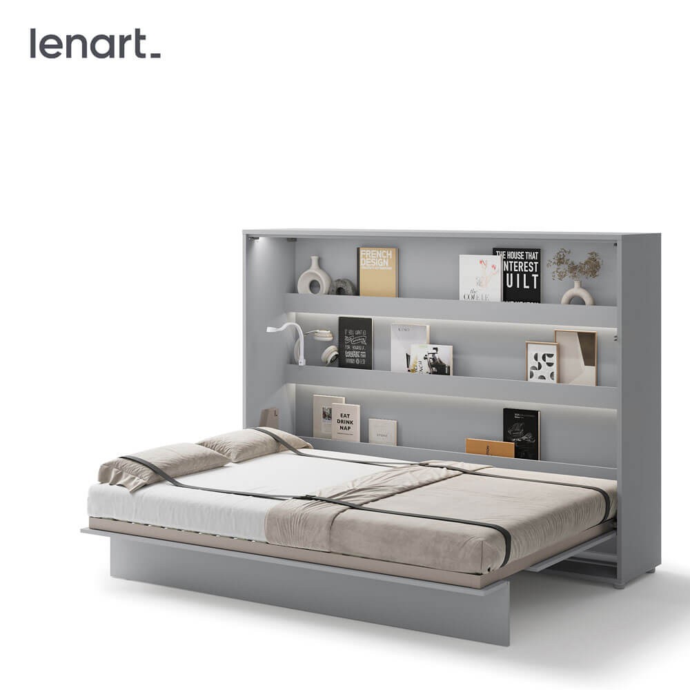 Bed Concept BC-04 - Horizontāla pie sienas stiprināma gulta 140 - Pelēka