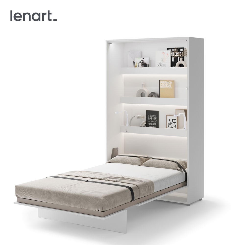 Lenart BED CONCEPT BC-02 vertikāla sienas gulta 120 cm spīdīgi balta