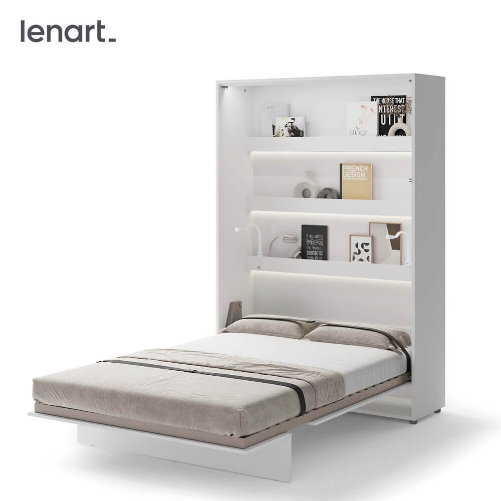 Bed Concept BC-01 - vertikāla pie sienas stiprināma gulta 140 - balta
