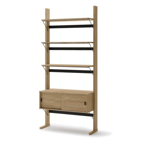 OLLIE OL-01 koka plaukts | 88x193x40 | Eļļots ozols, melns