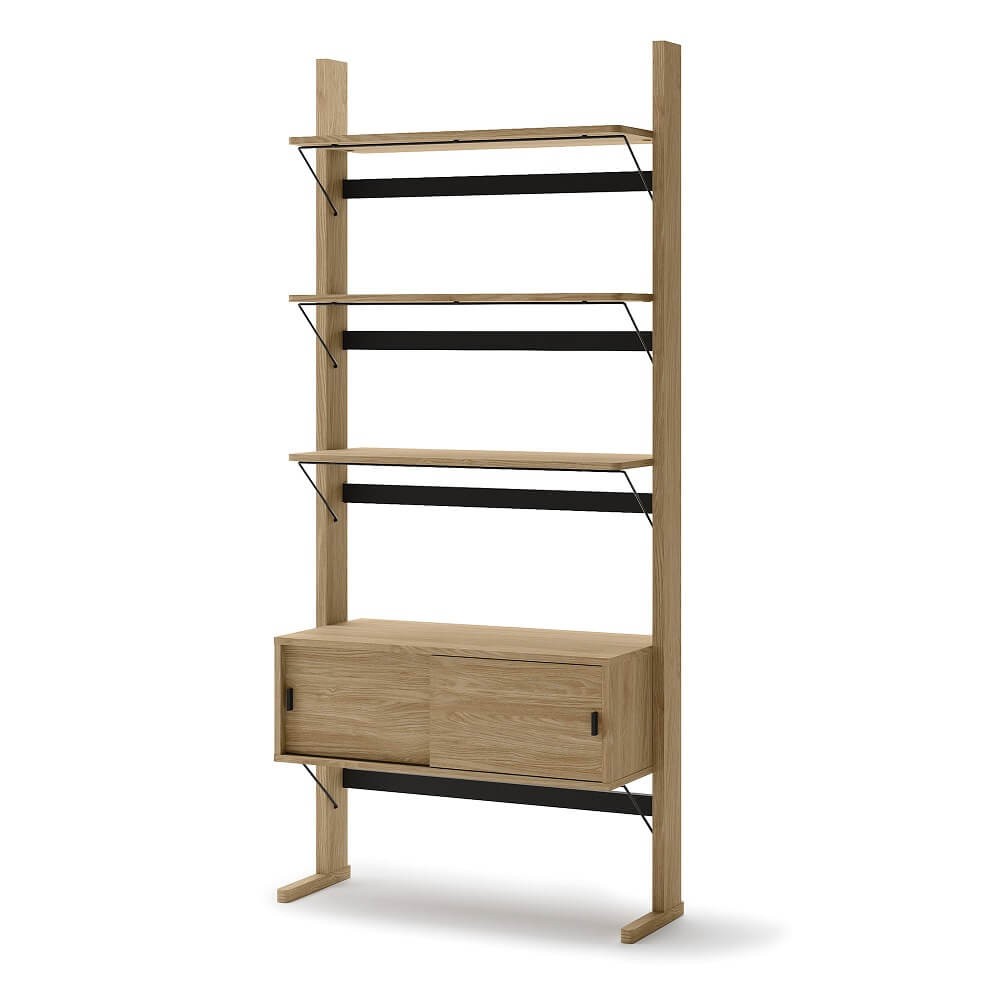 OLLIE OL-01 koka plaukts | 88x193x40 | Eļļots ozols, melns