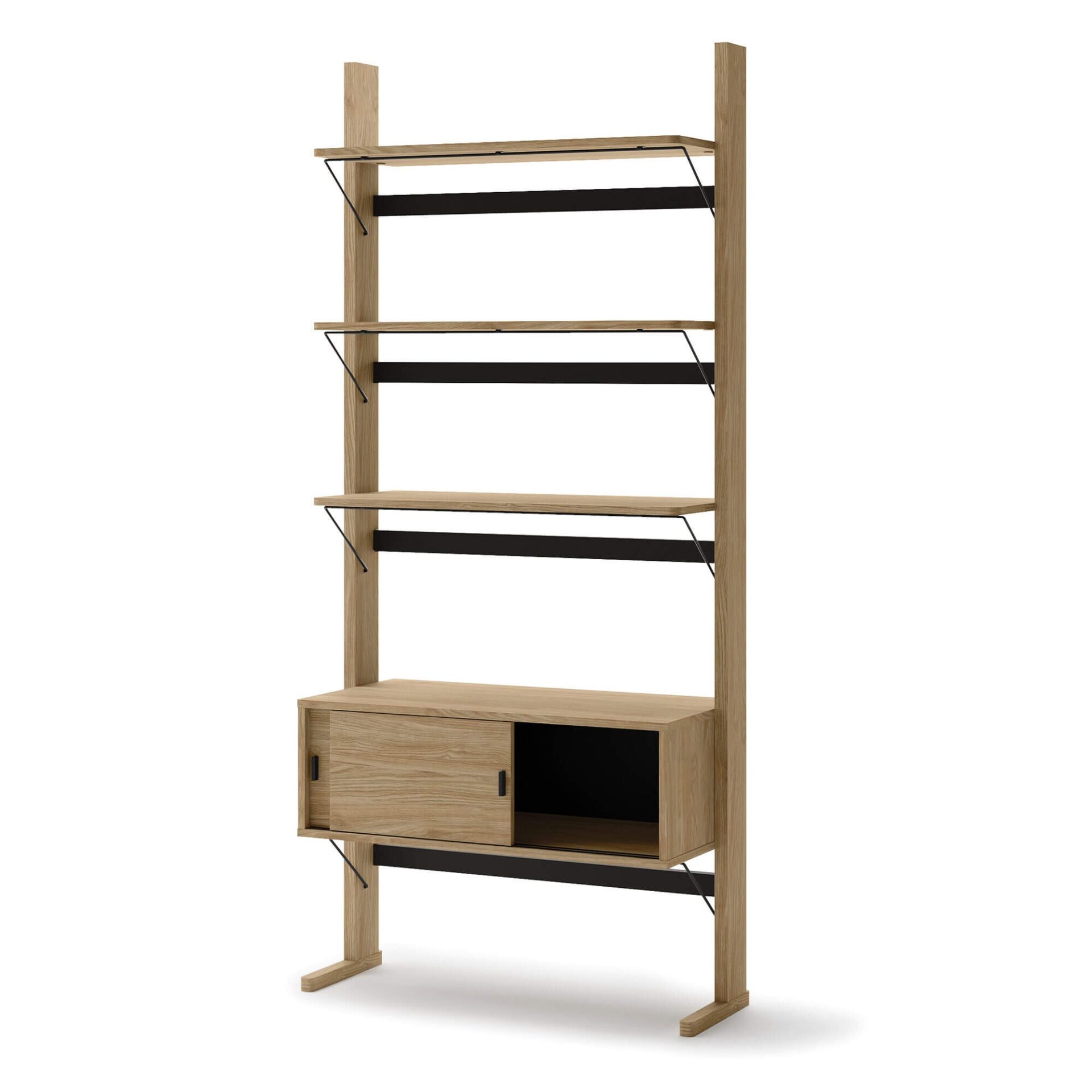 OLLIE OL-01 koka plaukts | 88x193x40 | Eļļots ozols, melns — 3 attēls