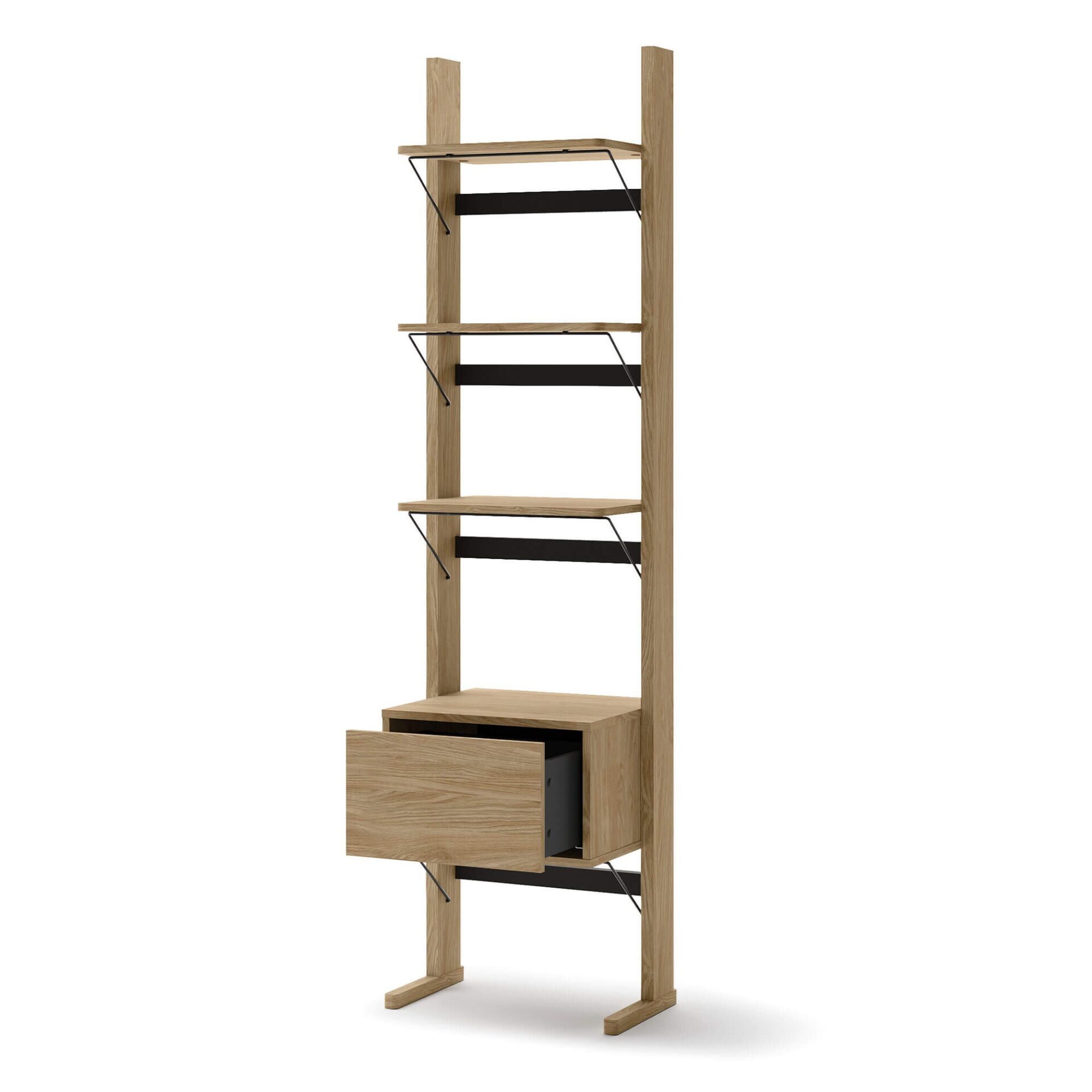 OLLIE OL-02 koka plaukts | 52x193x40 | Eļļots ozols, melns — 3 attēls