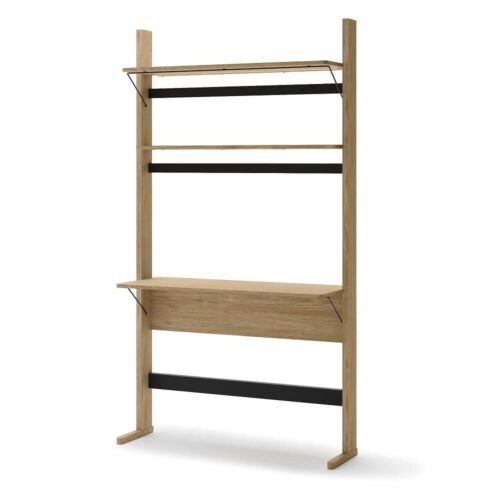 OLLIE OL-04 Grāmatu plaukts/Rakstāmgalds | 108x193x40 | Eļļots ozols, melns