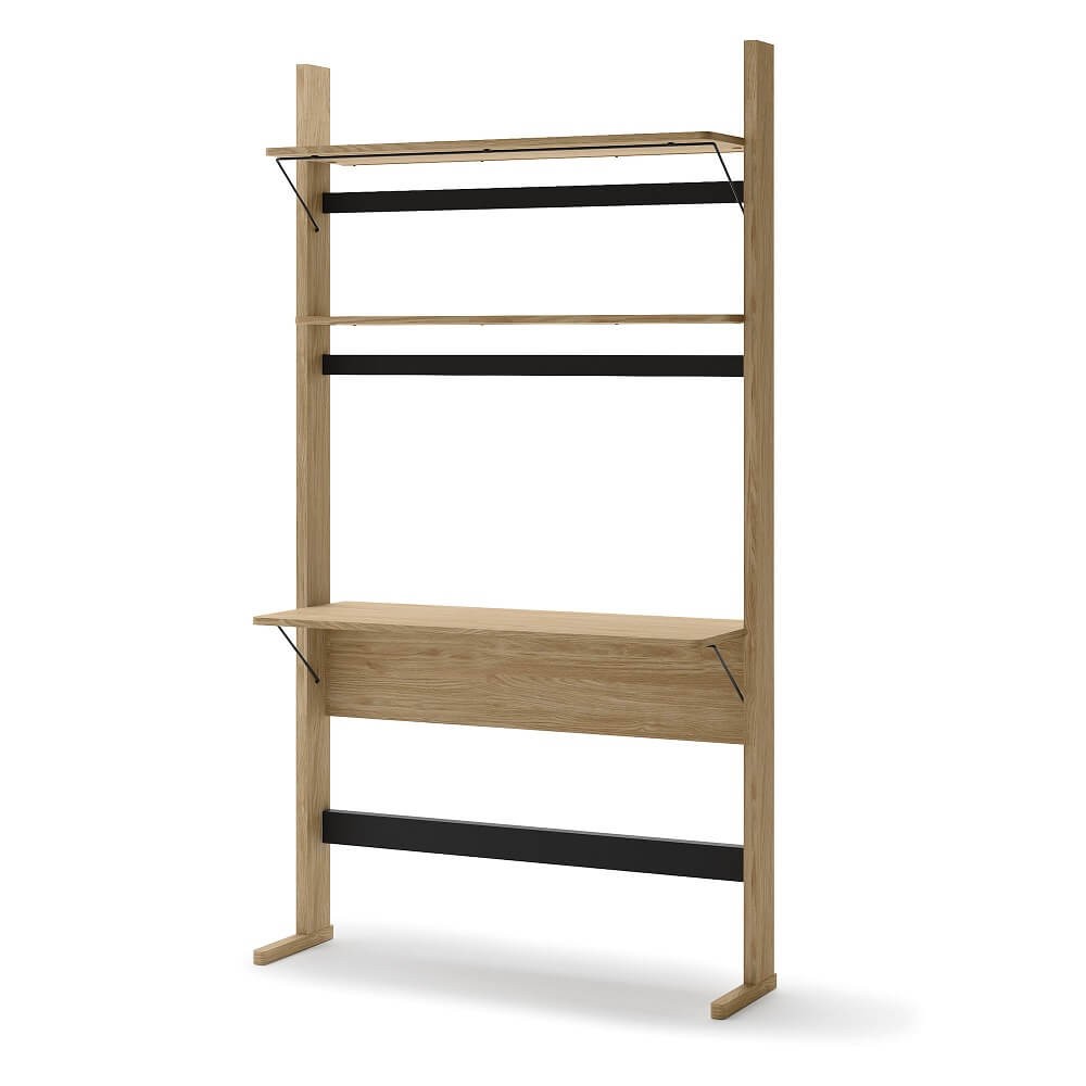 OLLIE OL-04 Grāmatu plaukts/Rakstāmgalds | 108x193x40 | Eļļots ozols, melns