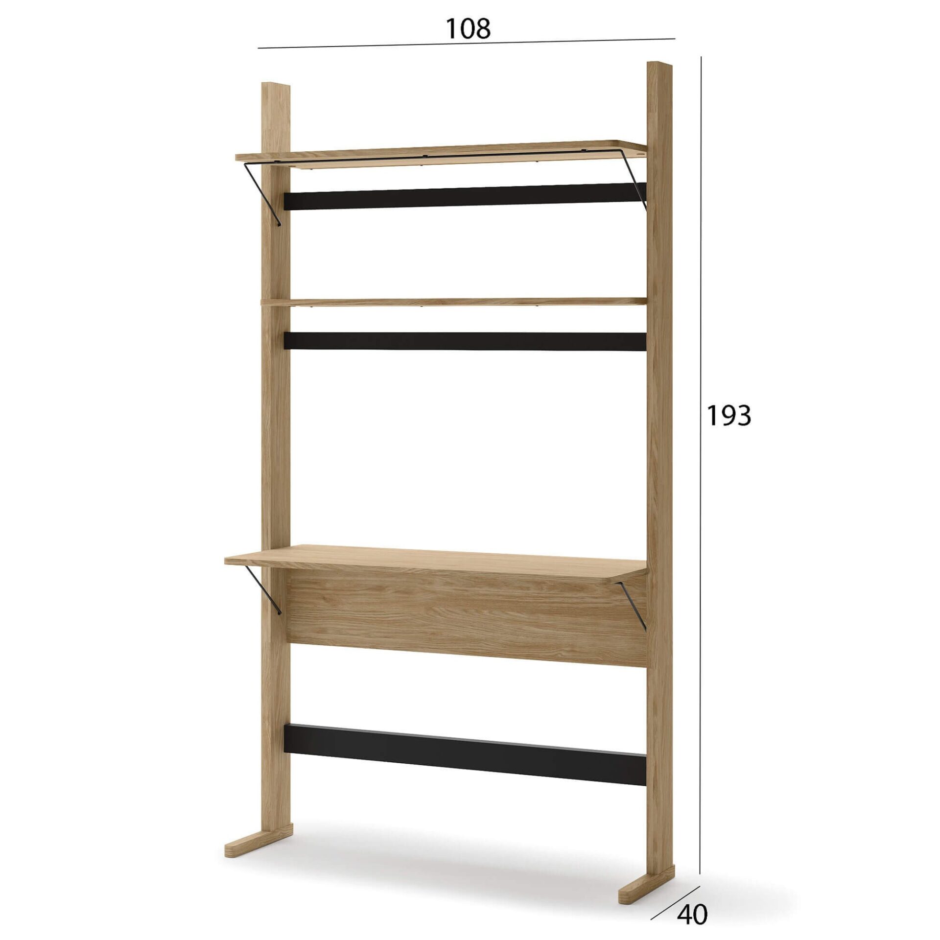 OLLIE OL-04 Grāmatu plaukts/Rakstāmgalds | 108x193x40 | Eļļots ozols, melns — изображение 6