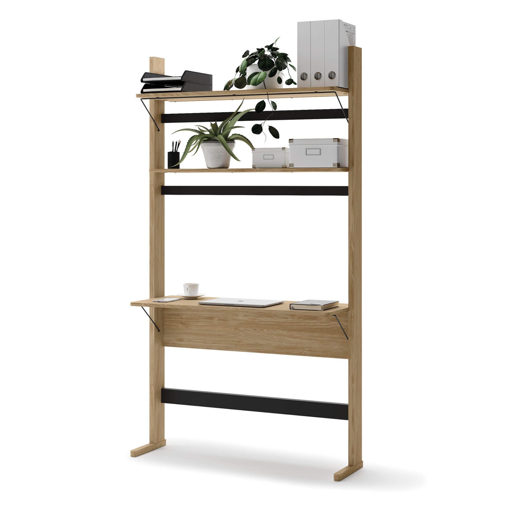 OLLIE OL-04 Grāmatu plaukts/Rakstāmgalds | 108x193x40 | Eļļots ozols, melns — изображение 3