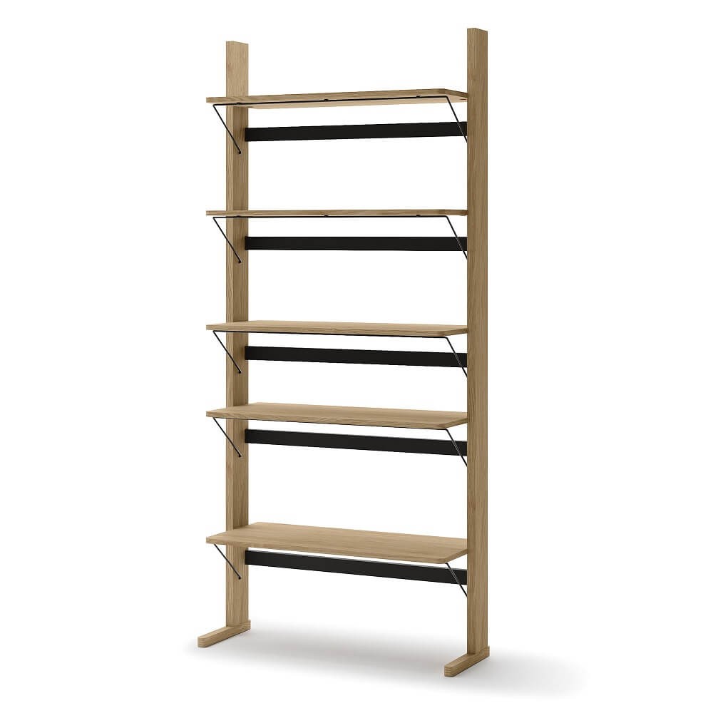 OLLIE OL-05 koka plaukts | 88x193x35 | Eļļots ozols, melns