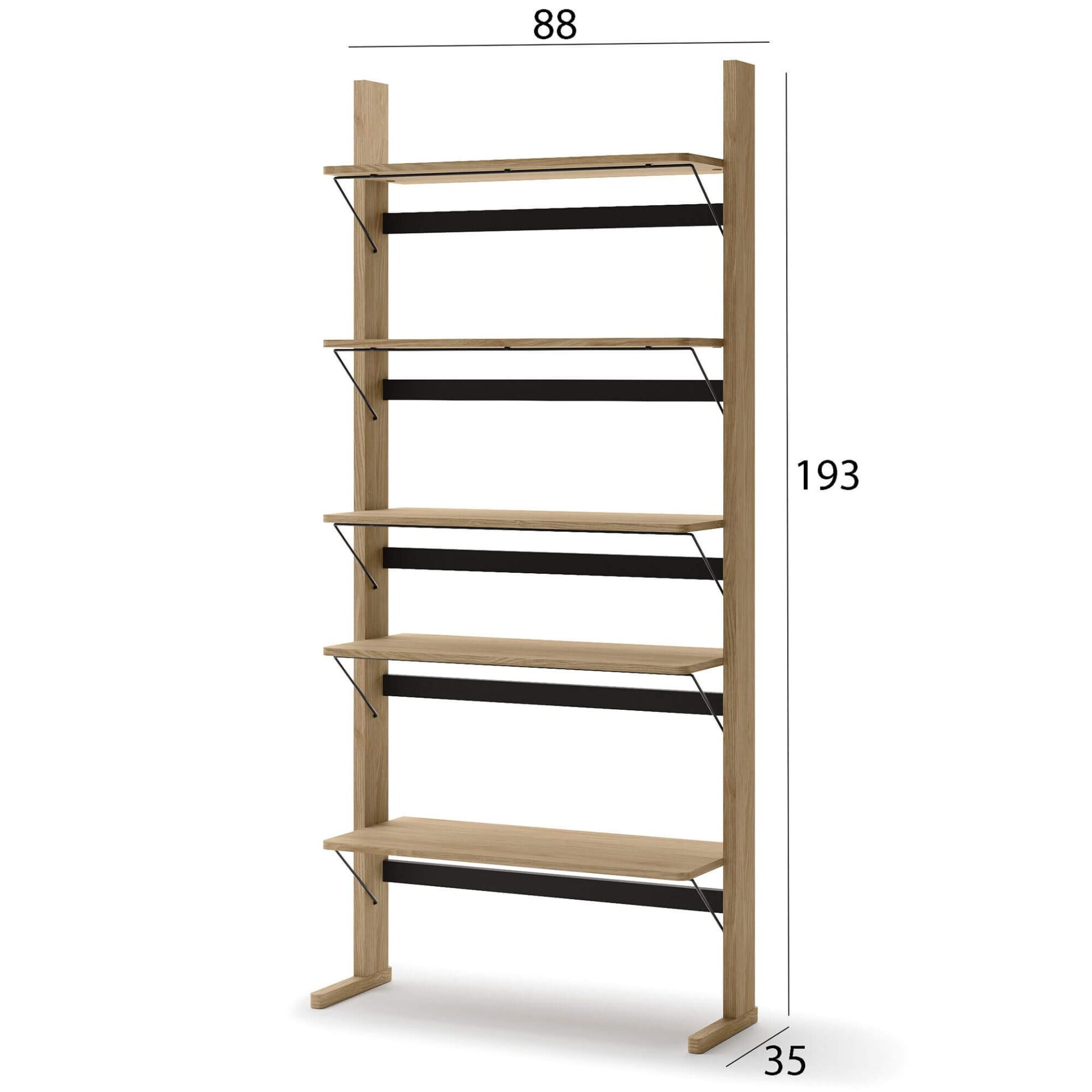 OLLIE OL-05 koka plaukts | 88x193x35 | Eļļots ozols, melns — изображение 6