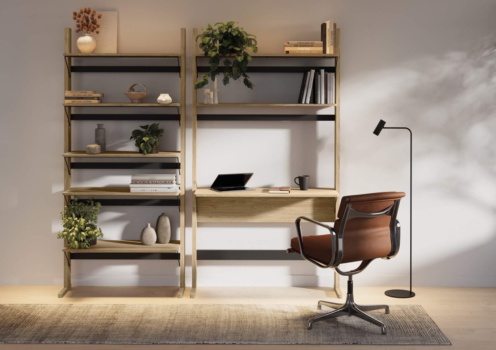 OLLIE OL-05 koka plaukts | 88x193x35 | Eļļots ozols, melns — изображение 2