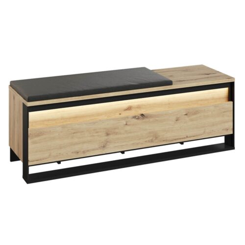 Apavu skapis ar sēdekli QUANT QG-04 135 | LED apgaismojums | Artisan ozols, melns
