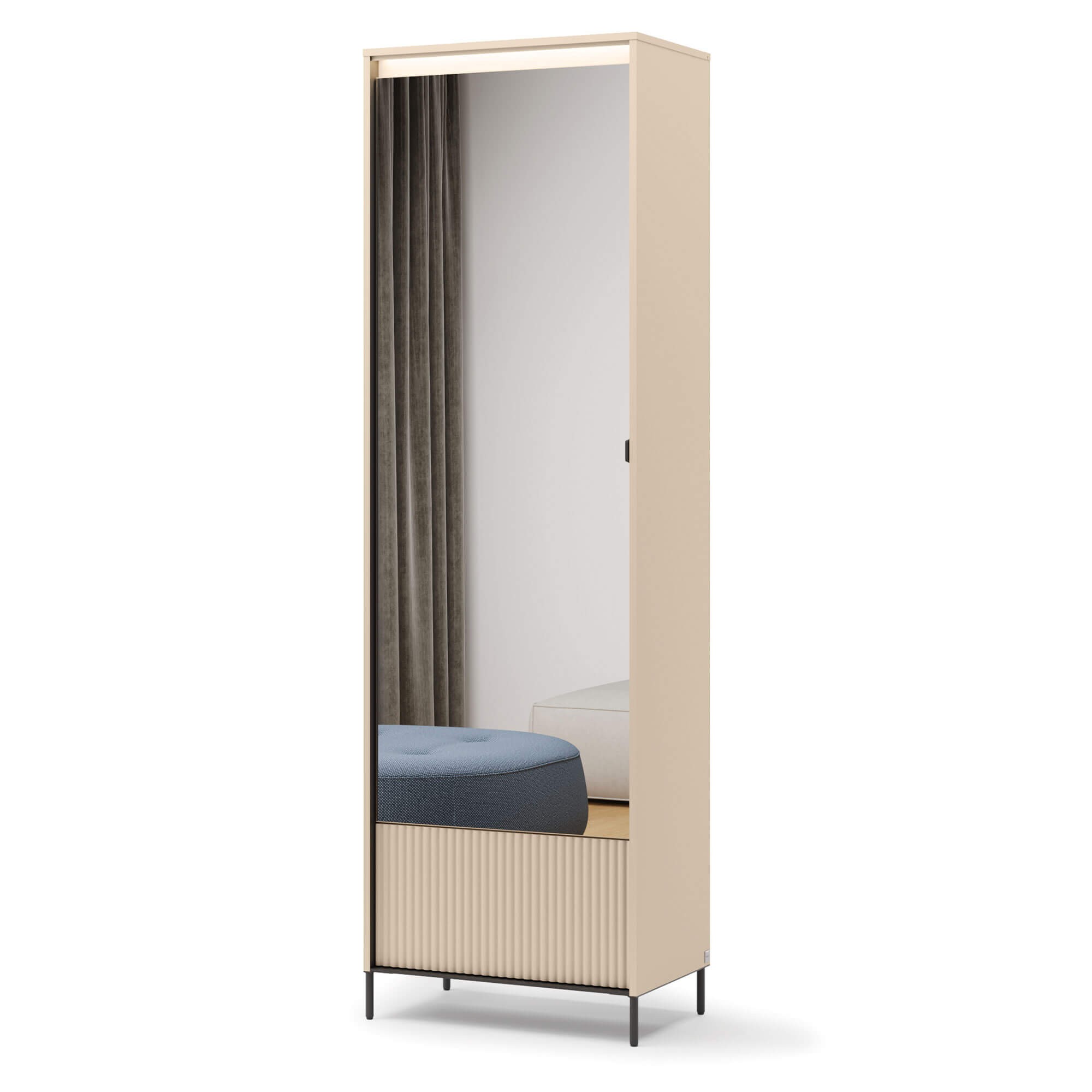 TREND TG-01 1D1K Priekšnama skapis | LED apgaismojums | Bēšs, melns — изображение 3