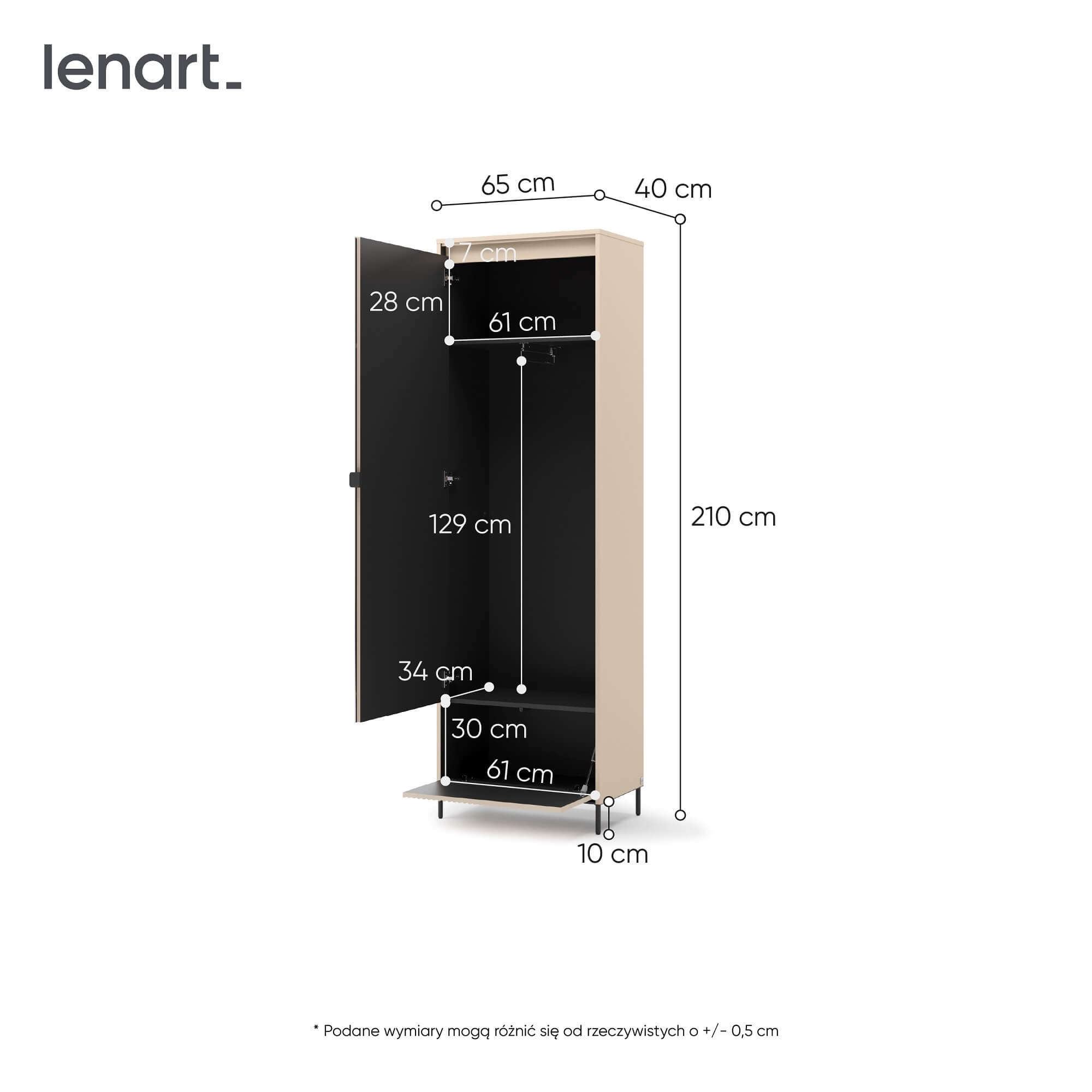 TREND TG-01 1D1K Priekšnama skapis | LED apgaismojums | Bēšs, melns — изображение 7