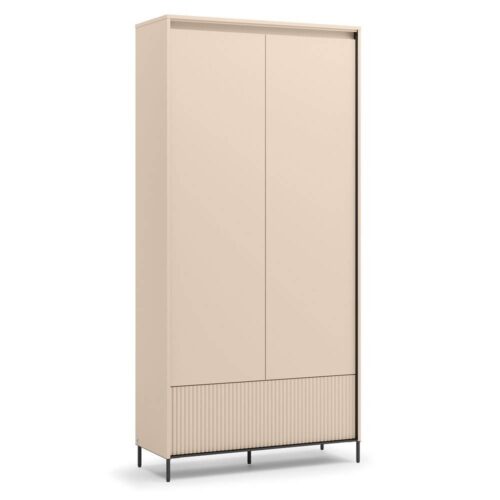 TREND TG-02 2D1S Divdurvju skapis | LED apgaismojums | Bēša, melna