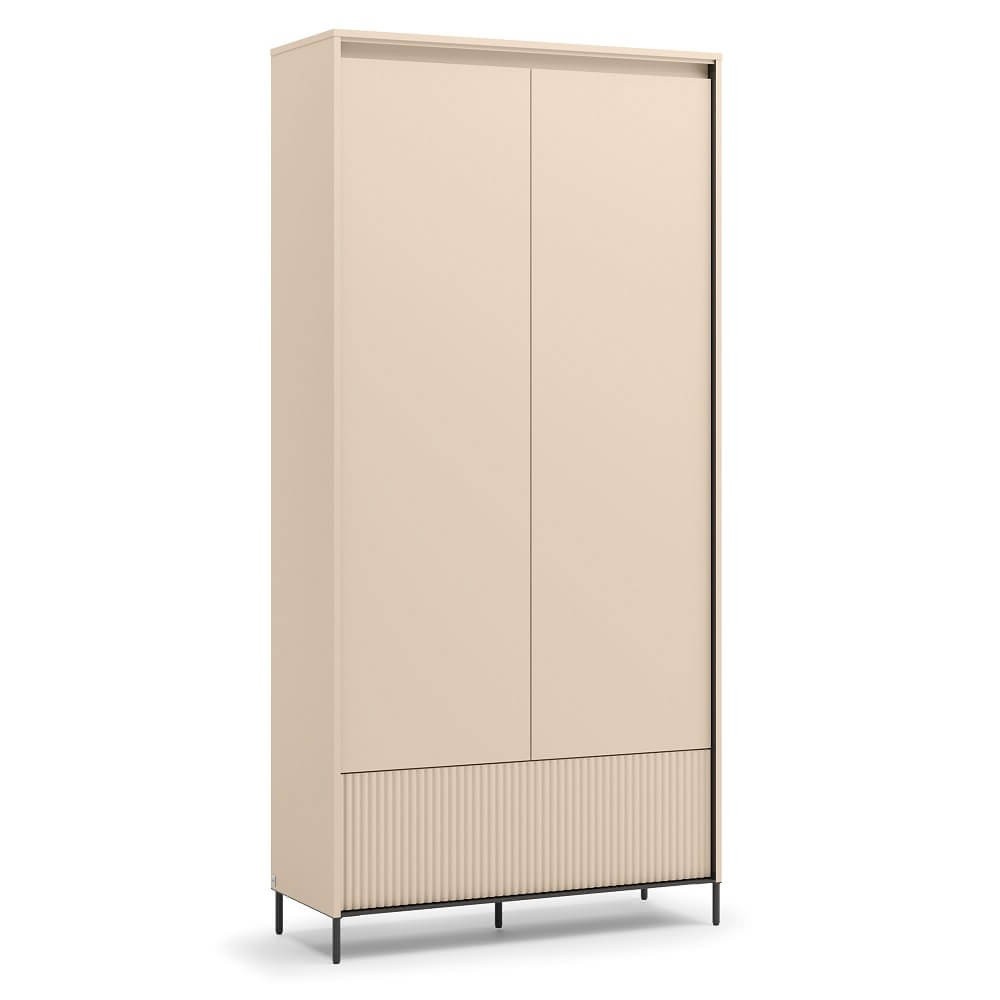 TREND TG-02 2D1S Divdurvju skapis | LED apgaismojums | Bēša, melna