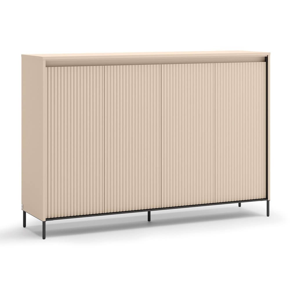 TREND TG-04 4D frēzēta kumode | LED apgaismojums | Bēša, melna