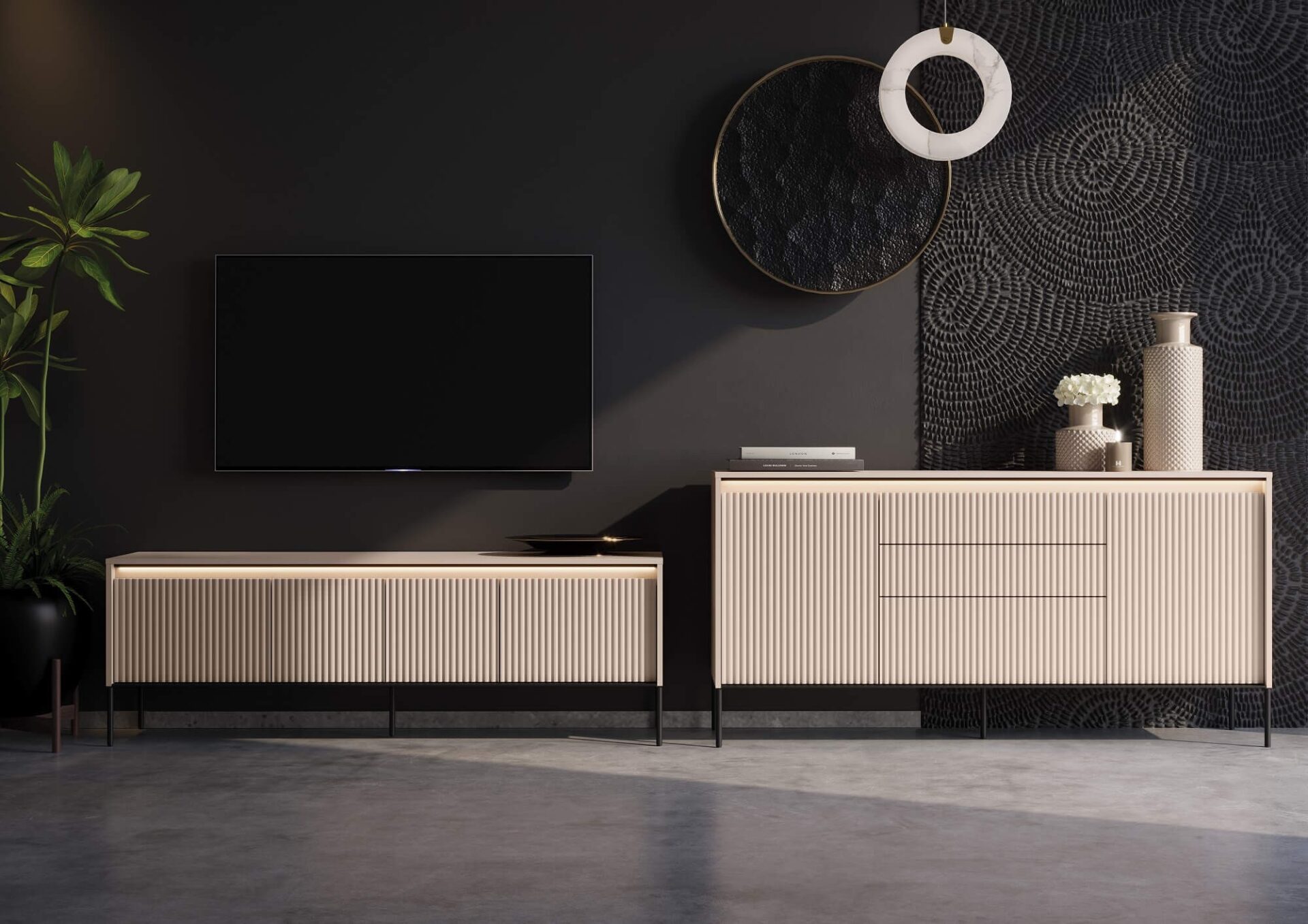 TREND 01 rievota kumode, bēšas/melnas kājas — изображение 2