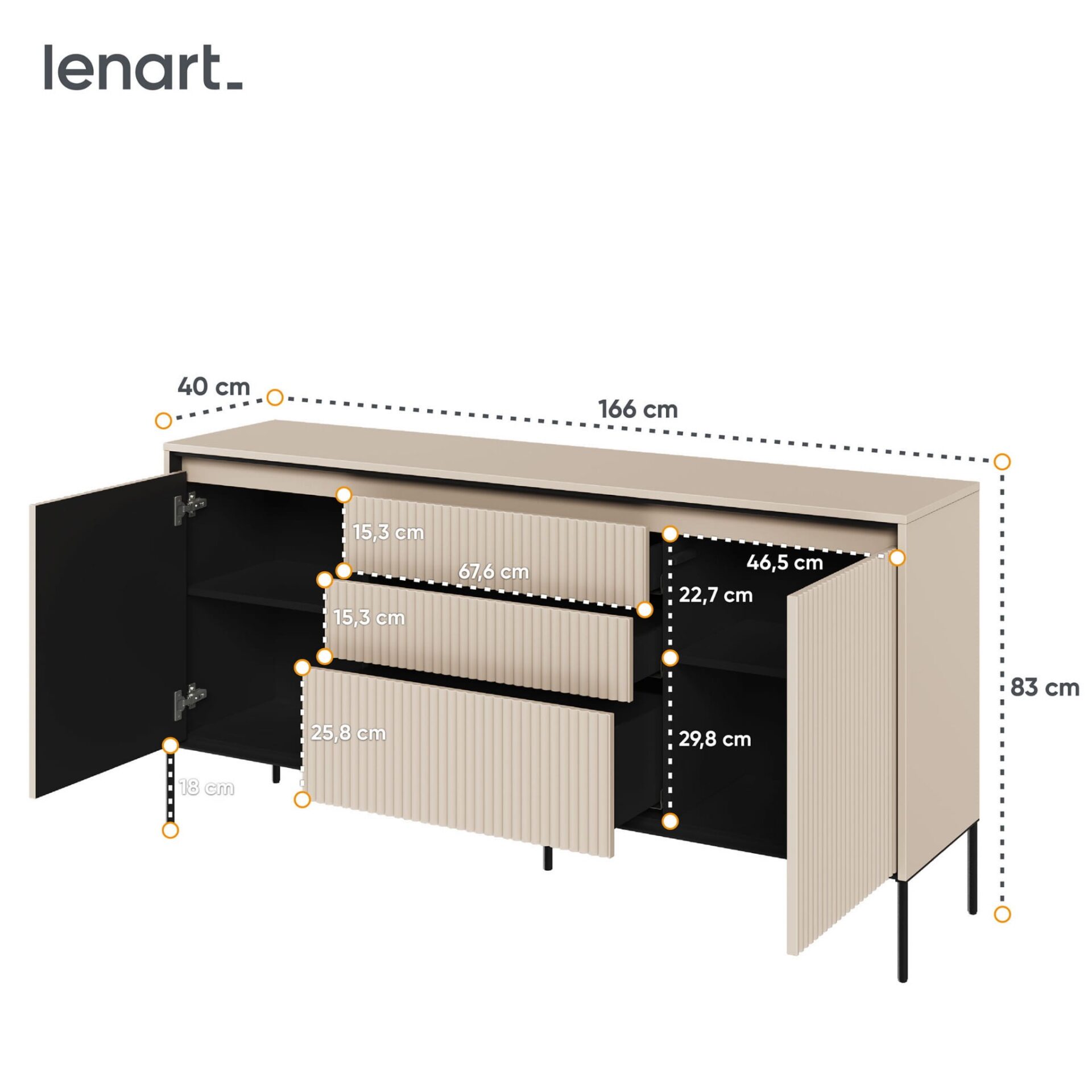 TREND 01 rievota kumode, bēšas/melnas kājas — изображение 7