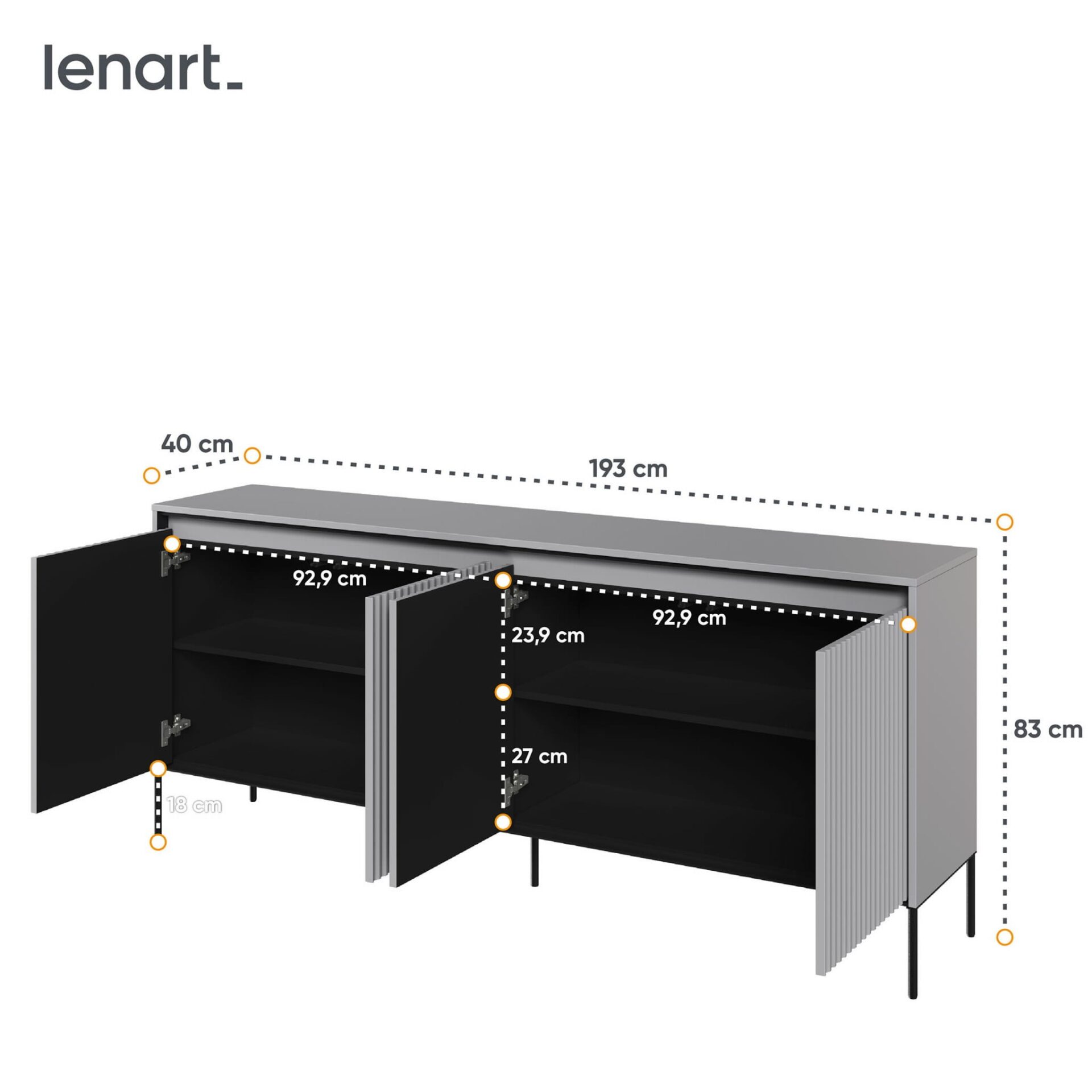 TREND 04 kumode ar rievām, pelēkas/melnas kājas — изображение 6