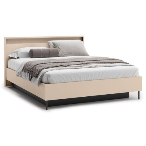 TREND TS-03 gulta ar uzglabāšanas kasti | 160×200 | LED apgaismojums | Bēša, melna