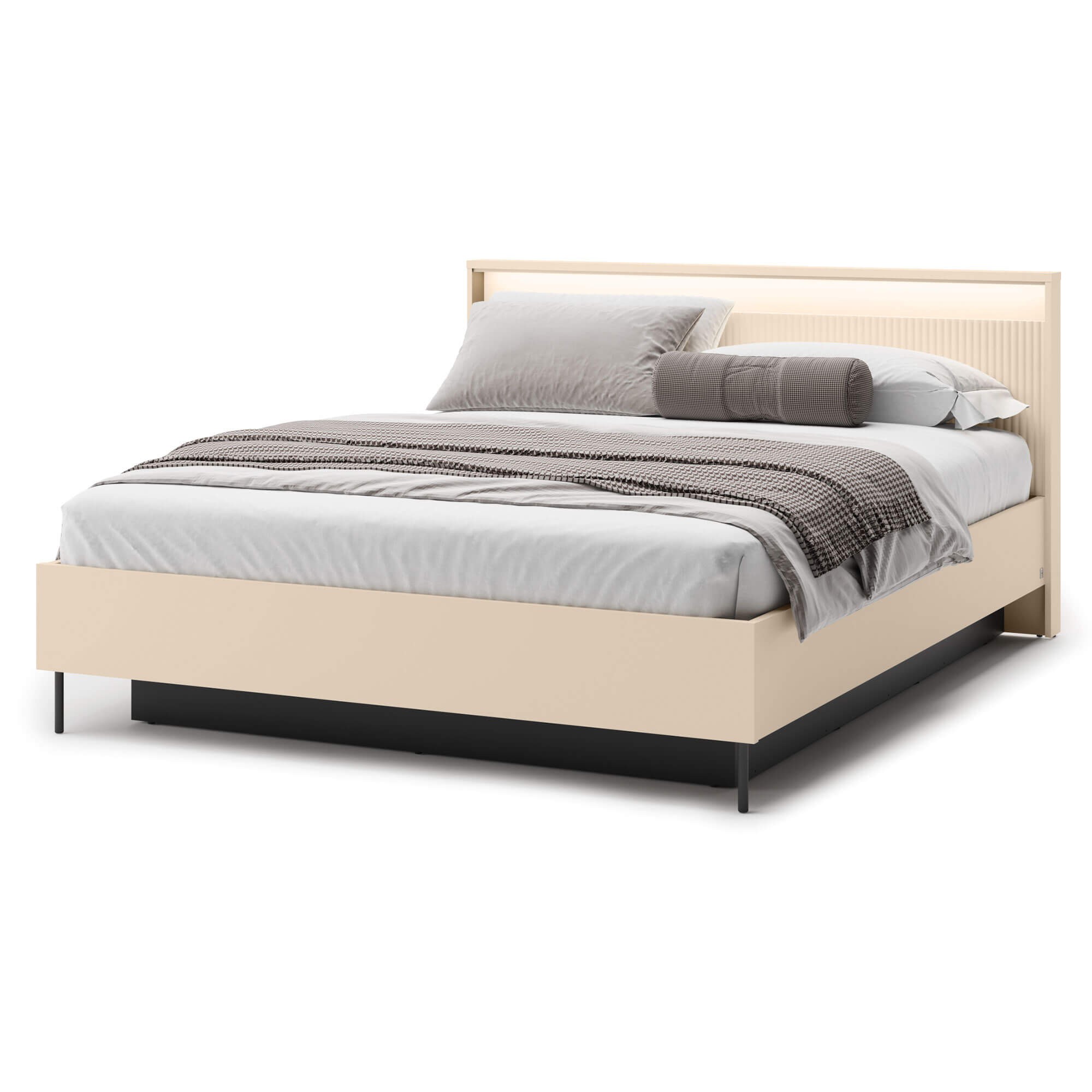 TREND TS-03 gulta ar uzglabāšanas kasti | 160x200 | LED apgaismojums | Bēša, melna — изображение 4