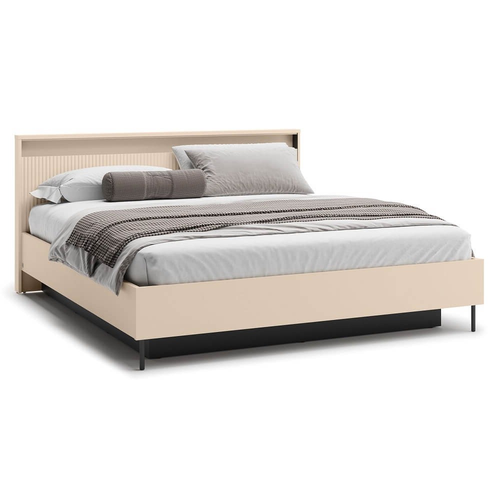TREND TS-03 gulta ar uzglabāšanas kasti | 180x200 | LED apgaismojums | Bēša, melna