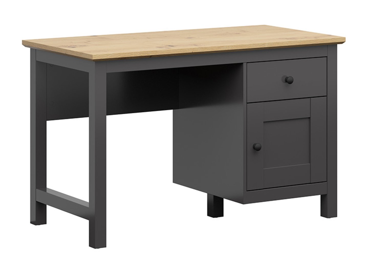 HESEN rakstāmgalds ar vienām durvīm un atvilktni, 120 cm, grafīta/mākslīgā ozolkoka krāsā