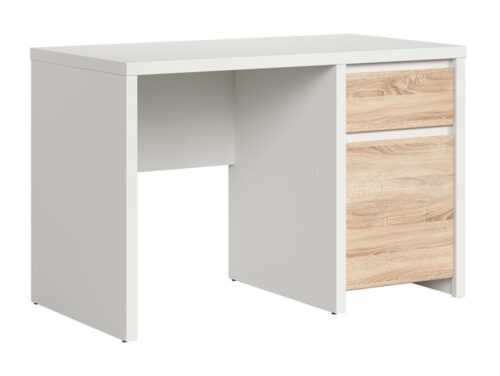 KASPIAN rakstāmgalds ar vienām durvīm un atvilktni, 120 cm, balts/sonoma ozols