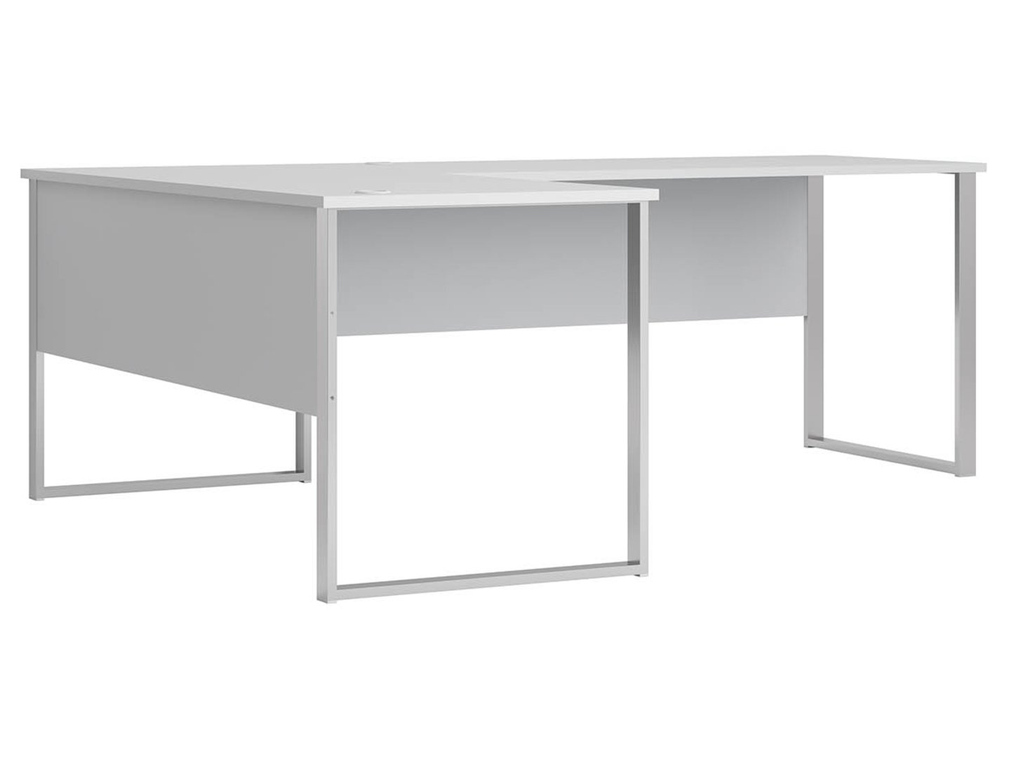 OFFICE LUX gaiši pelēks stūra galds ar metāla rāmi