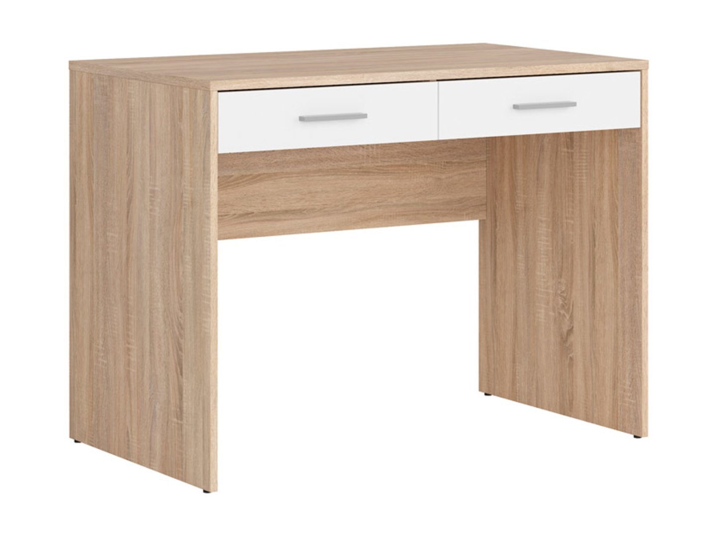 NEPO PLUS rakstāmgalds ar divām atvilktnēm, 59 cm, Sonoma ozols/balts